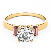 Trio Emerald Cut Morganite Engagement Ring 18k Yellow Gold (0.30ct)