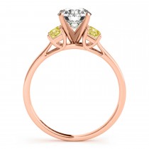 Trio Emerald Cut Yellow Diamond Engagement Ring 14k Rose Gold (0.30ct)