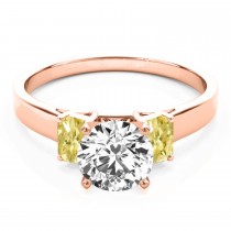 Trio Emerald Cut Yellow Diamond Engagement Ring 14k Rose Gold (0.30ct)
