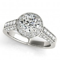Round Diamond Halo Engagement Ring Platinum (1.15ct)