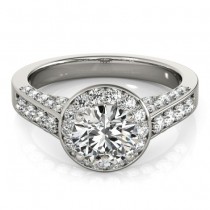 Round Diamond Halo Engagement Ring Platinum (1.15ct)