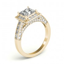 Princess Cut Diamond Halo Engagement Ring 18K Yellow Gold (2.19ct)