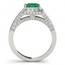 Princess Emerald & Diamond Engagement Ring 14K White Gold (2.25ct)