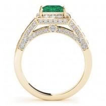 Princess Emerald & Diamond Engagement Ring 18K Yellow Gold (2.25ct)