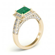 Princess Emerald & Diamond Engagement Ring 18K Yellow Gold (2.25ct)
