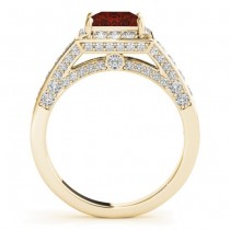 Princess Garnet & Diamond Engagement Ring 18K Yellow Gold (2.20ct)
