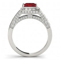 Princess Ruby & Diamond Engagement Ring Palladium (2.20ct)