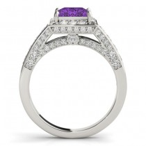Princess Amethyst & Diamond Engagement Ring Palladium (1.20ct)