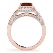 Princess Garnet & Diamond Engagement Ring 18K Rose Gold (1.20ct)