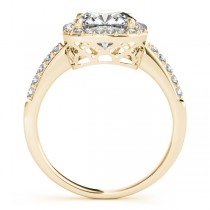 Cushion Cut Square Shape Diamond Halo Bridal Set 14k Yellow Gold (2.17ct)