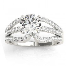 Diamond Triple Row Engagement Ring Setting 18k White Gold (0.52ct)