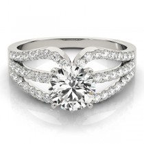 Diamond Triple Row Engagement Ring Setting 18k White Gold (0.52ct)