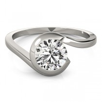 Solitaire Tension Set Diamond Engagement Ring Palladium (0.90ct)