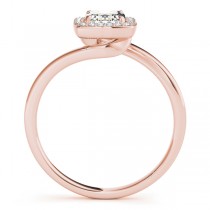 Emerald Bypass Halo Diamond Engagement Ring 14k Rose Gold (1.13ct)