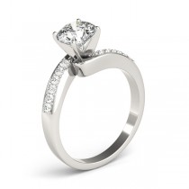 Diamond Pave Swirl Engagement Ring Setting 14k White Gold (0.10ct)