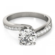 Diamond Pave Swirl Engagement Ring Setting 14k White Gold (0.10ct)