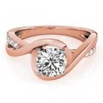 Solitaire Bypass Lab Grown Diamond Engagement Ring 14k Rose Gold (0.13ct)