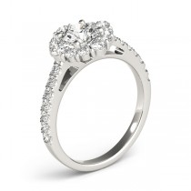 Diamond Halo East West Engagement Ring 14k White Gold (1.32ct)