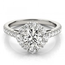 Diamond Halo East West Engagement Ring 14k White Gold (1.32ct)