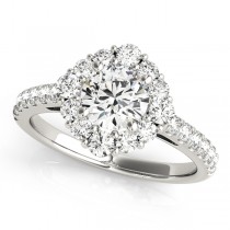 Diamond Halo East West Engagement Ring 18k White Gold (1.32ct)