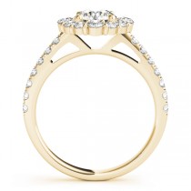 Diamond Halo East West Engagement Ring 18k Yellow Gold (1.32ct)