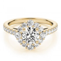 Diamond Halo East West Engagement Ring 18k Yellow Gold (1.32ct)