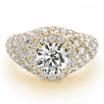 Wide DIamond Halo Fancy Engagement Ring 14k Yellow Gold (2.66ct)