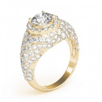 Wide DIamond Halo Fancy Engagement Ring 14k Yellow Gold (2.66ct)