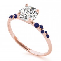Scattered Blue Sapphire Engagement Ring 14K Rose Gold (0.13ct)