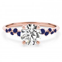 Scattered Blue Sapphire Engagement Ring 14K Rose Gold (0.13ct)