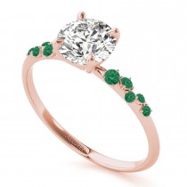 Scattered Lab Emerald Engagement Ring 14K Rose Gold (0.13ct)