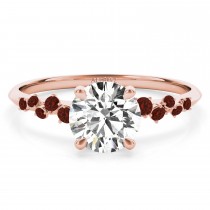 Scattered Garnet Engagement Ring 18K Rose Gold (0.13ct)