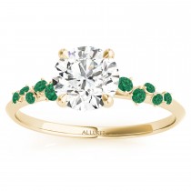 Scattered Lab Emerald Engagement Ring 18K Yellow Gold (0.13ct)