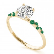 Scattered Lab Emerald Engagement Ring 18K Yellow Gold (0.13ct)