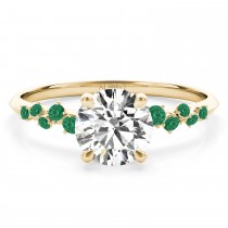 Scattered Lab Emerald Engagement Ring 18K Yellow Gold (0.13ct)