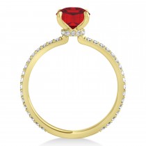 Emerald Ruby & Diamond Hidden Halo Engagement Ring 18k Yellow Gold (2.93ct)