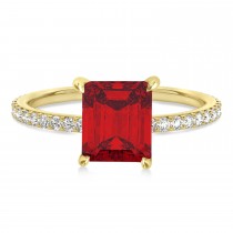Emerald Ruby & Diamond Hidden Halo Engagement Ring 18k Yellow Gold (2.93ct)
