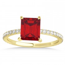 Emerald Ruby & Diamond Hidden Halo Engagement Ring 18k Yellow Gold (2.93ct)