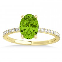 Oval Peridot & Diamond Hidden Halo Engagement Ring 14k Yellow Gold (0.76ct)