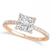 Princess Lab Grown Diamond Hidden Halo Engagement Ring 14k Rose Gold (0.89ct)