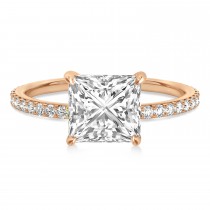 Princess Lab Grown Diamond Hidden Halo Engagement Ring 14k Rose Gold (0.89ct)