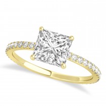 Princess Lab Grown Diamond Hidden Halo Engagement Ring 14k Yellow Gold (0.89ct)