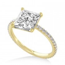 Princess Lab Grown Diamond Hidden Halo Engagement Ring 14k Yellow Gold (0.89ct)
