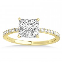 Princess Lab Grown Diamond Hidden Halo Engagement Ring 14k Yellow Gold (0.89ct)