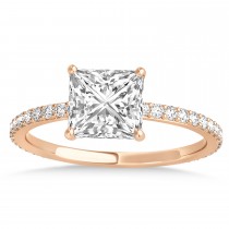 Princess Lab Grown Diamond Hidden Halo Engagement Ring 18k Rose Gold (0.89ct)
