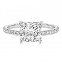 Princess Lab Grown Diamond Hidden Halo Engagement Ring Palladium (0.89ct)