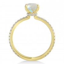 Round Opal & Diamond Hidden Halo Engagement Ring 18k Yellow Gold (1.68ct)