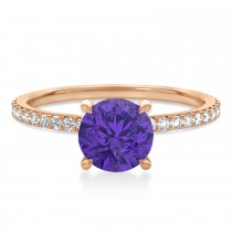 Round Tanzanite & Diamond Hidden Halo Engagement Ring 18k Rose Gold (1.68ct)