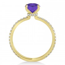 Round Tanzanite & Diamond Hidden Halo Engagement Ring 18k Yellow Gold (1.68ct)