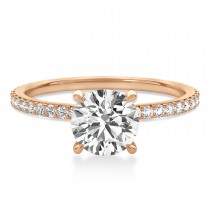 Round Diamond Hidden Halo Engagement Ring 14k Rose Gold (0.75ct)